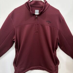 Callaway Pullover Xl Mens Burgundy  1/4 Zip Golf  Sweatshirt Dri Fit Long Sleeve